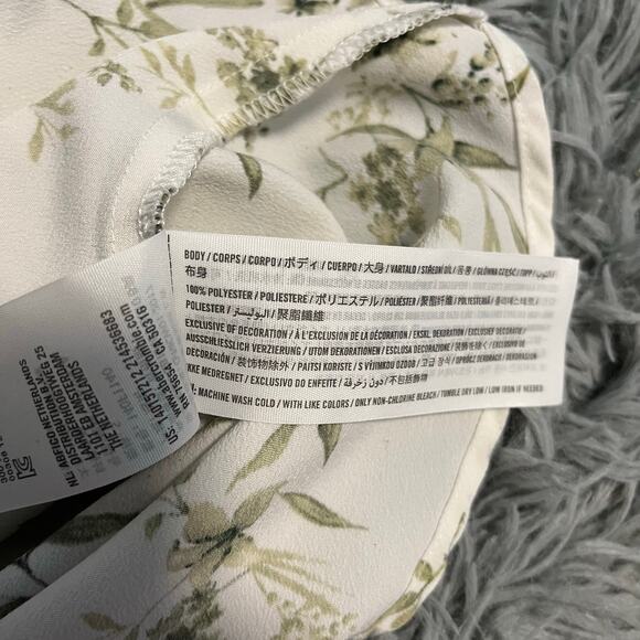 Abercrombie & Fitch Sage Floral Cream Crop Tank Top Green - Picture 6 of 7